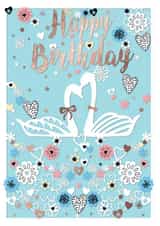 Classic Birthday Card - For Her - Swans created by michael cheung