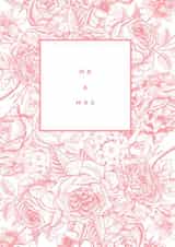 Pink floral MR & MRS wedding day card created by Megan Claire