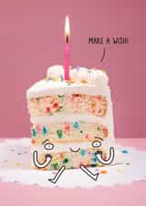Cute Funny Birthday Card – Illustrated Cake Slice with Candle and Sprinkles created by Unknown Ink