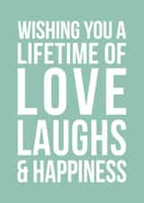 Cute Typography New Home Card - Wishing You A Lifetime Of Love Laughs & Happiness created by Doodlelove