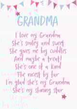 Cute Birthday Card - Grandma - Poem - I Love My Grandma She's Smiley And Sweet created by Giddy Kipper