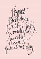 Cute Birthday Card - Auntie - Happiest Birthday Wishes To My Wondering Auntie created by Naughty Nice