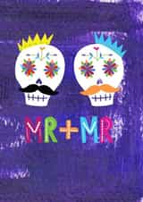 Mr + Mr - Skull themed wedding card created by Double Thumbs Up!