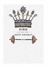 Funny Birthday Card - Gym King - Crown - Weightlifting created by Louise Tiler