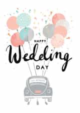 Traditional Wedding Card - Just Married - Balloons - Happy Wedding Day created by Louise Tiler