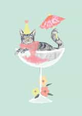 Cute Birthday Card - Cat - Cocktail Glass created by Louise Tiler