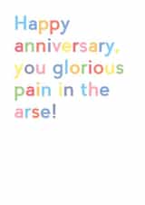 Cheeky Rainbow Typography Anniversary Card - Happy Anniversary You Glorious Pain In The Arse created by JosieOnTheRun