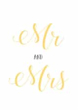 Mr and Mrs - simple golden typography card created by Russet and Gray