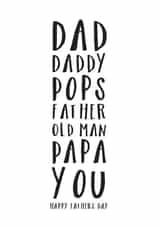 Dad Typographic Father's Day Card 31314 created by Russet and Gray
