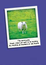 Funny Polaroid New Home Card - Countryside - Great Unless You Want To Do Anything created by Redback Cards