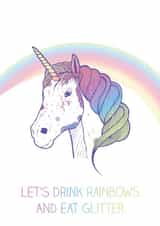 A unicorn drinking buddy created by The Card Compony
