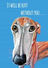 Cute Greyhound Dog Missing You Card for colleague or friend created by sarahcoxartwork