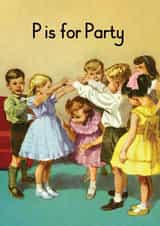 Funny Birthday Card - Vintage - P Is For Party created by © Ladybird Books Ltd 2025