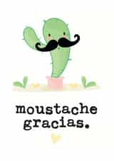 Cute Cactus Pun Thank You Card - Cactus - Moustache - Moustache Gracias created by Mrs Best Paper Co.