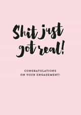 Rude Engagement card - pink and black 1000 created by Percy & Pearl