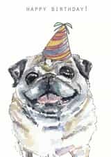 Pug dog Birthday Card 9203 created by Harriet Lowther