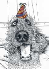 wolfhound dog Birthday Card 9204 created by Harriet Lowther