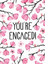 Pink Cherry blossom flowers engagement card created by Elena O'Neill