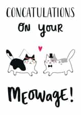 Cute Cat Pun Anniversary Card - Marriage - Congratulations On Your Meowage! created by Miümi Cat