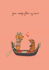 Cute Valentines Day Card / Anniversary Card - Dachshund Pun - You Really Float My Boat created by Cardinky