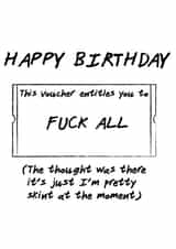 This voucher entitles you to nothing birthday card created by Pack a Punch Designs