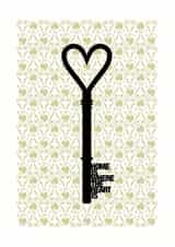 Silhouette key with heart - new home card - Home is where the heart is created by Wordplay Design
