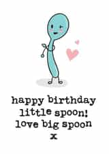 Cute Birthday Card - Little Spoon - Big Spoon - Couple - Partner created by Mrs Best Paper Co.