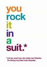 You rock it in a suit - Funny best man thank you card - wedding created by Wordplay Design