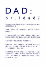 Dad Definition Birthday Card 10532 created by Newton and the Apple
