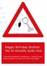 Funny brother birthday card, funny greeting cards,funny annoying brother greeting cards,brother card, You're actually quite nice.. brother brother Card 33131 created by Rebecca McNamara