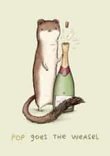 Pop goes the weasel - Cute champagne themed wedding or engagement card created by Sophie Corrigan