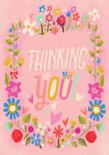 floral lettering Thinking of you Card 1767 created by Jill Howarth