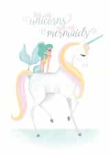 Mermaid Unicorn Just because Card 10982 created by Sandpaper Kisses