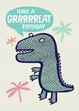 Cute T-Rex Birthday card for your little dinosaur lover created by Lisa Greener