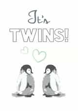 twins penguin New Baby Card 10380 created by Olivia Morgan ltd