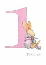 1 Today - Little Girl Bunny Age Card created by Helen Morgan Illustration
