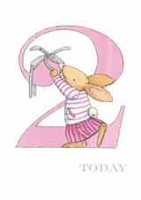 2 Today - Little Girl Bunny Age Card created by Helen Morgan Illustration