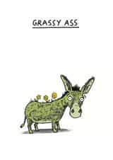 Funny Donkey Pun Thank You Card - Donkey - Grassy Ass created by Cardinky