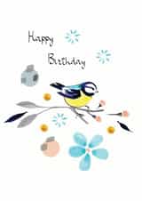 Blue Tit Bird Birthday Card created by SABIVO Design by Sabina