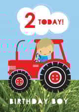 Red tractor 2nd birthday card created by Bells Scambler