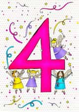 Cute 4th Birthday Card - Fairies - For Her created by Ryland Studios