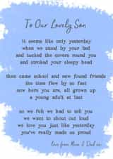 A letter to our lovely son card created by Giddy Kipper