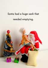 Rude - Cheeky - Naughty - Pun - Santas Sack - Huge Sack - Santas Lap - Sex - Adult - Humour - Christmas Card created by Bold & Bright Cards