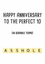Rude Scrabble Typography Anniversary Card - To The Perfect 10 - Asshole created by Pack a Punch Designs