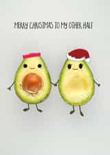 Wife - Husband - Cute - Holding Hands - Avocado - Partner - Modern - Merry Christmas To My Other Half - Christmas Card created by Yippea