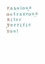 Classic Birthday Card - 40th - Typography created by Monty and Tom