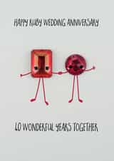 Cute Ruby Wedding Anniversary Card - 40 Years - 40 Wonderful Years Together created by Yippea