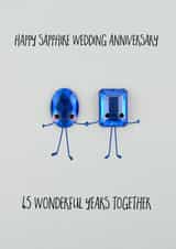 Cute Sapphire Pun Anniversary Card - 45 Years - 45 Wonderful Years Together created by Yippea