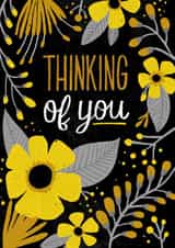 Classic Thinking of You Card - Sophisticated Gold and Yellow Flowers created by Kay Wolfersperger