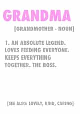 Funny Birthday Card - For Grandma - Noun created by Silly Sentiments